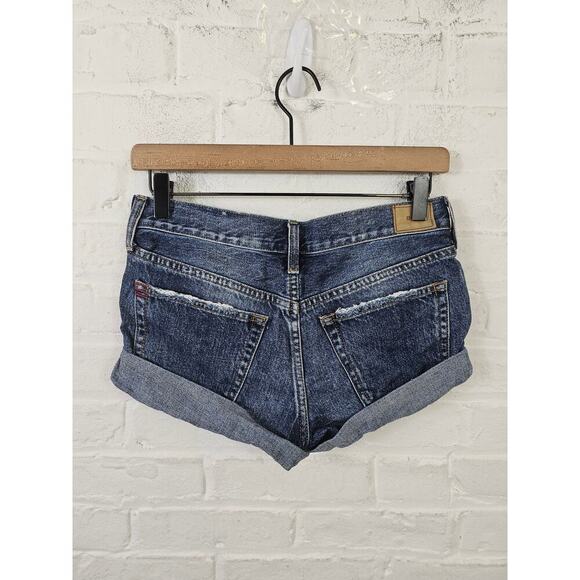 Urban Outfitters Women's Low Rise Cuffed Denim Shorts Cotton Blue Size 24 - Picture 2 of 6